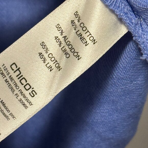 Chicos Womens Blue Shirt Jacket Size M 55% Cotton 45% Linen shirt - Picture 6 of 12